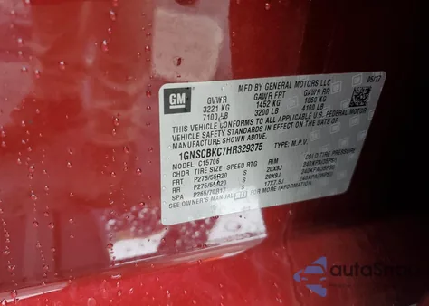 2017 Chevrolet Tahoe C1500 Lt from USA, damaged, VIN 1GNSCBKC7HR329375